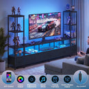 Advwin 197cm TV Stand with Bookshelf & LED Lights