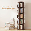 Advwin 5-Tier 360° Rotating Bookshelf Brown