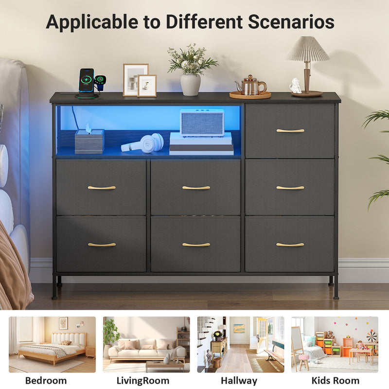 Advwin Chest of 7 Drawers Storage Cabinet with Open Shelf