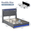 Advwin LED Bed Frame with Velvet Upholstered Headboard