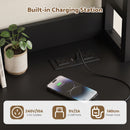 Advwin LED Wine Bar Cabinet with Charging Station Black