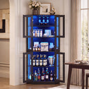 Advwin Corner Bar Cabinet with LED & Wine Glass Rack