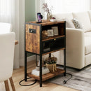 Advwin Bedside Table w/ Metal Mesh Drawer Set of 2