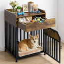 Advwin Small Dog Wooden Crate Furniture Drawer Pet Table