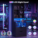Advwin Set of 2 Tall LED Nightstands w/ Charging Station