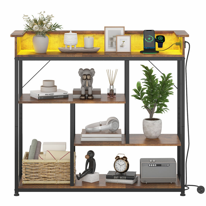 Advwin Narrow Console Table with and Charging Station