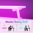 Advwin L Shaped Gaming Desk with LED Lights White