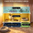 Advwin Indoor Cat Cage with Pull-Out Litter Box & Trays