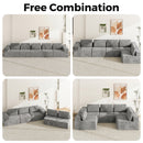 Advwin 5 Seater U-Shaped Chenille Modular Sectional Sofa