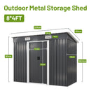 Advwin 8 x 4 FT Galvanised Steel Garden Shed