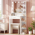 Advwin Dressing Table Set with 10 LED Bulb Mirror