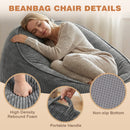 Advwin 90*92cm Corduroy Beanbag Sofa with Backrest