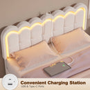 Advwin Hidden Storage Bed Frame w/ Charging Station Beige