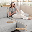 Advwin 4-Seater U Shape Corduroy Sectional Sofa 280cm