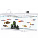 Advwin Fish Tank 50L with Artificial Hill 3-Color Lighting