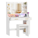 Advwin Dressing Table Stool Set w/ LED Lights & Storage