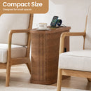 Advwin Narrow Side Table w/ Fluted Sliding Door & Storage