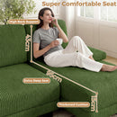 Advwin Sectiona Sofa 4-Seater Corduroy U Shape Couch