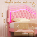 Advwin LED Velvet Bed Frame w/ Adjustable Headboard Double