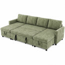 Advwin 253cm U Shaped Chenille Sectional Sofa w/ Pull Out Bed