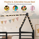 Advwin Metal House Bunk Bed Single Over Single with Guardrails