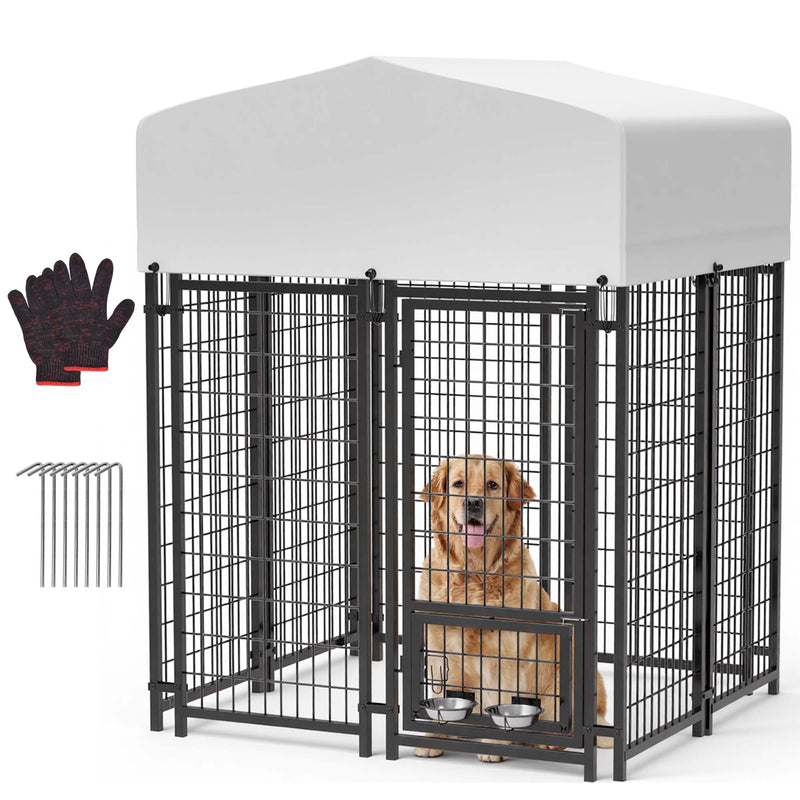 Advwin 8 Panels Outdoor Dog Kennel w/ Secure Lock