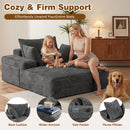 Advwin 132cm Corduroy Chaise Lounge Chair with Cushion