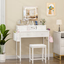 Adwin Dressing Table Stool Set with Mirror Charging Station