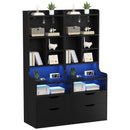 Advwin Set of 2 Tall LED Nightstands w/ Charging Station
