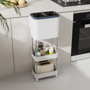 Advwin Kitchen Trash Can with Storage Rack White