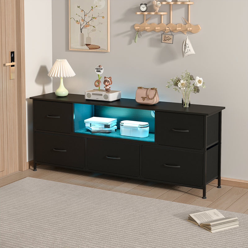Advwin 140cm TV Cabinet with RGB LED Light Black