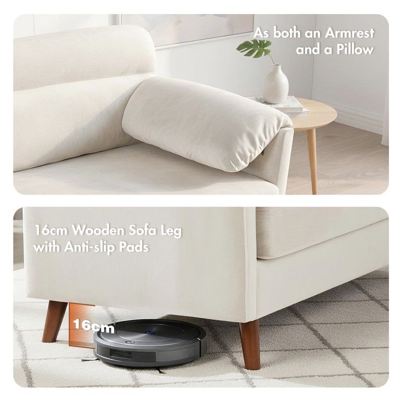 Advwin 2-Seater Velvet Fabric Loveseat Sofa 120cm