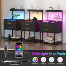 Advwin Bedside Table with Charging Station LED Lights (Pre-Order)