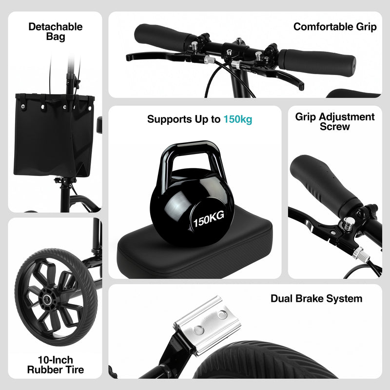 Advwin Knee Walker Scooter with 10" Rubber Tires