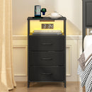 Advwin LED Bedside Table 3 Fabric Drawers 70cm