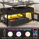 Advwin 4-in-1 LED Lift Top Coffee Table w/ Hidden Compartment