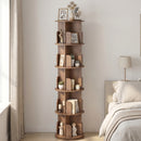 Advwin 5-Tier 360° Rotating Bookshelf Brown