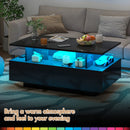 Advwin LED Coffee Table with 4 Storage Drawers