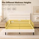 Advwin Velvet Upholstered Bed Frame w/ Wooden Slats Beige