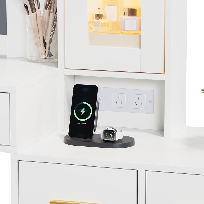 Advwin Dressing Table with LED Mirror RGB Cabinet