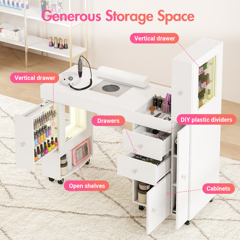 Advwin Manicure Table w/ Dust Collector LED Light