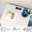 Advwin Bedside Table 3 Drawers With with Charging Station