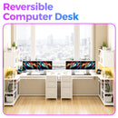 Advwin L Shaped Gaming Desk with LED Lights 148cm