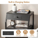 Advwin Bedside Table with 3 Drawers and Charging Station