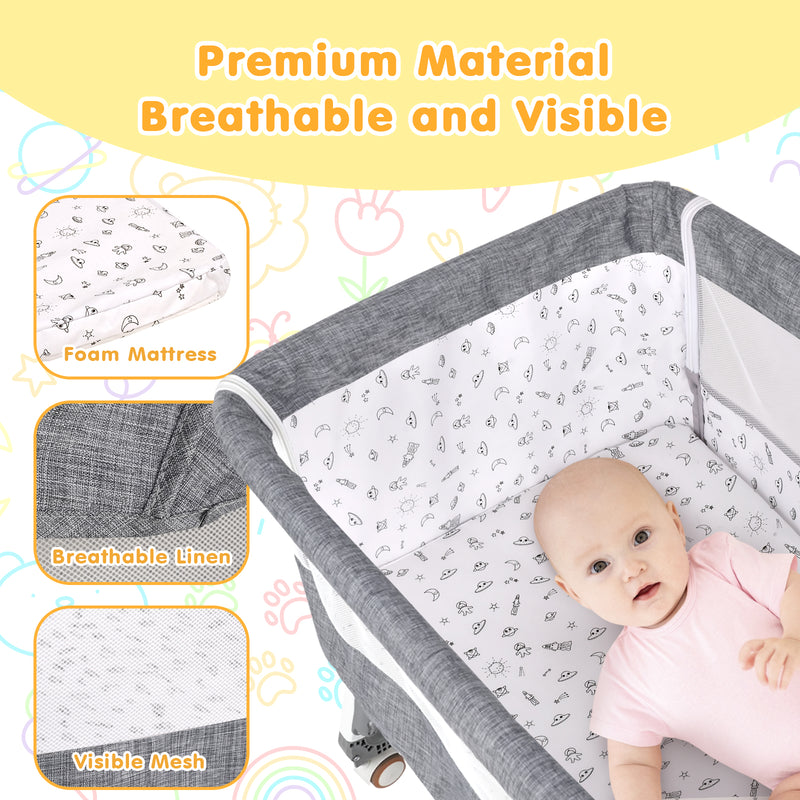 Advwin 3 in 1 Baby Bassinet 6 Height Adjustable