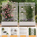 Advwin Metal Planter Box Privacy Screen w/ Trellis & Wheels