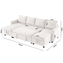 Advwin 253cm U Shaped Chenille Sectional Sofa w/ Pull Out Bed