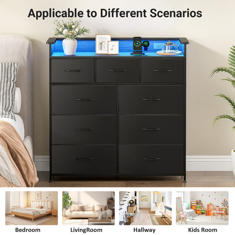 Advwin Chest of 9 Drawers Storage Cabinet with Open Shelf