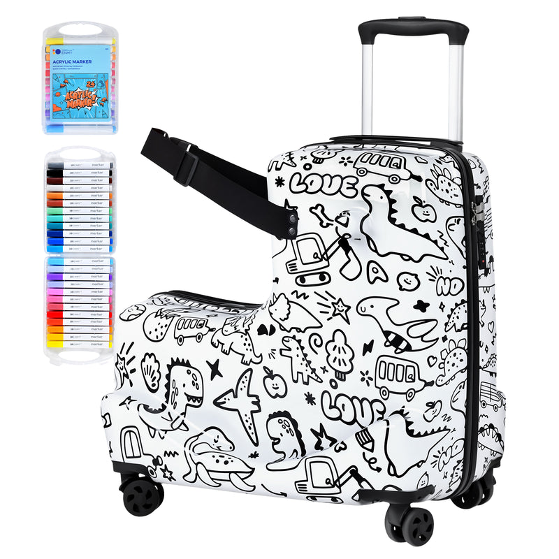 Advwin Kids Ride On Luggage Graffiti Toddler Luggage