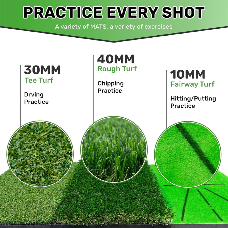 Advwin 3-in-1 Golf Practice Mat – Rough Turf
